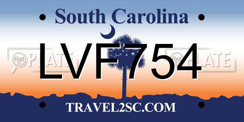 LVF754 South Carolina License Plate