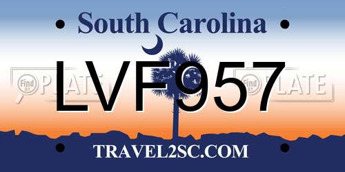 LVF957 South Carolina License Plate