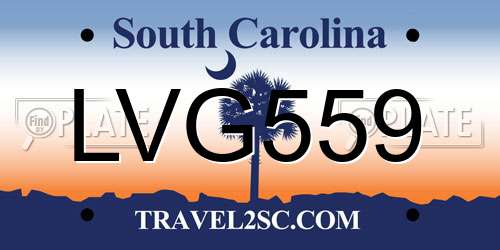 LVG559 South Carolina License Plate