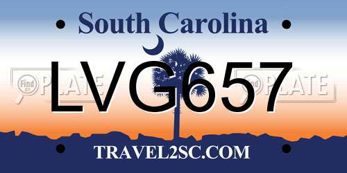 LVG657 South Carolina License Plate