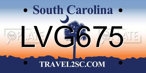 LVG675 South Carolina License Plate