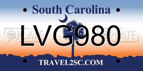LVG980 South Carolina License Plate