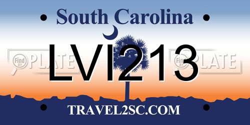 LVI213 South Carolina License Plate