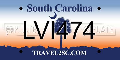 LVI474 South Carolina License Plate