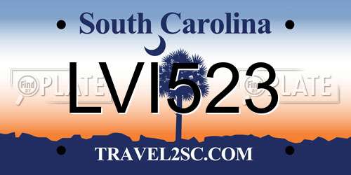 LVI523 South Carolina License Plate