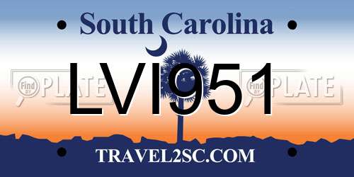 LVI951 South Carolina License Plate