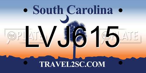 LVJ615 South Carolina License Plate