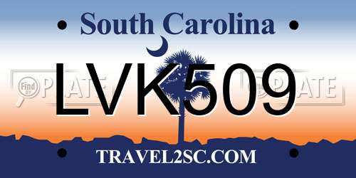 LVK509 South Carolina License Plate