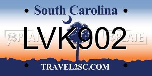 LVK902 South Carolina License Plate