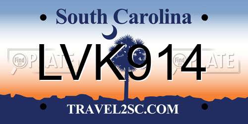 LVK914 South Carolina License Plate
