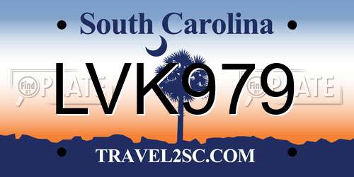 LVK979 South Carolina License Plate