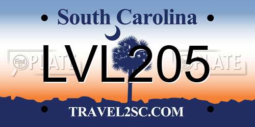 LVL205 South Carolina License Plate