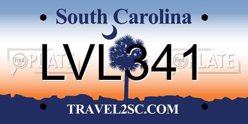LVL341 South Carolina License Plate