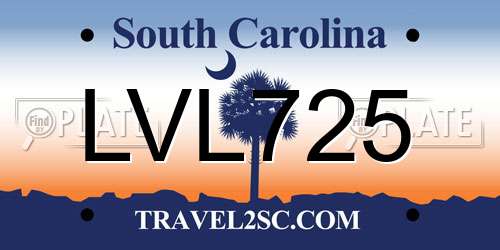 LVL725 South Carolina License Plate