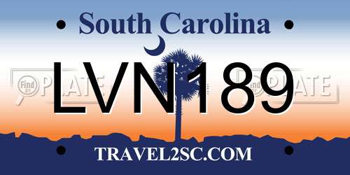 LVN189 South Carolina License Plate
