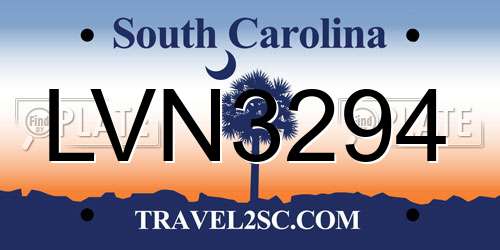 LVN3294 South Carolina License Plate