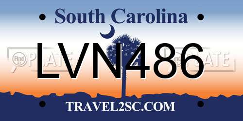 LVN486 South Carolina License Plate