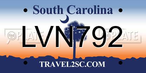LVN792 South Carolina License Plate
