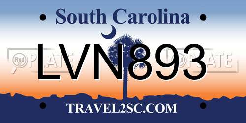 LVN893 South Carolina License Plate