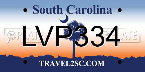 LVP334 South Carolina License Plate