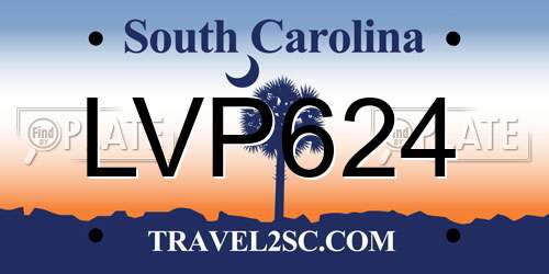 LVP624 South Carolina License Plate