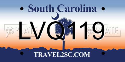 LVQ119 South Carolina License Plate
