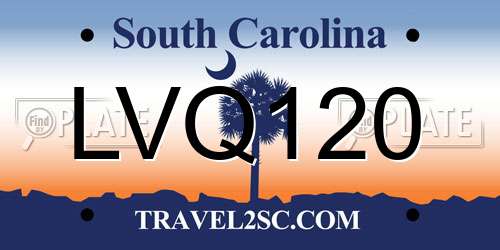 LVQ120 South Carolina License Plate