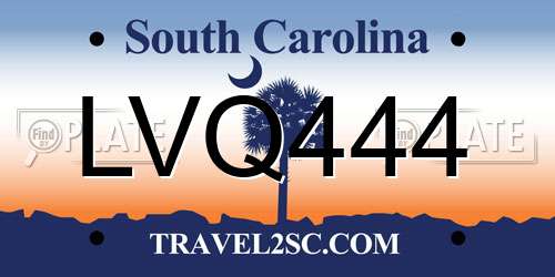 LVQ444 South Carolina License Plate