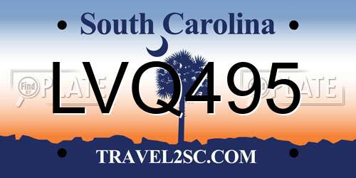 LVQ495 South Carolina License Plate
