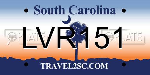 LVR151 South Carolina License Plate