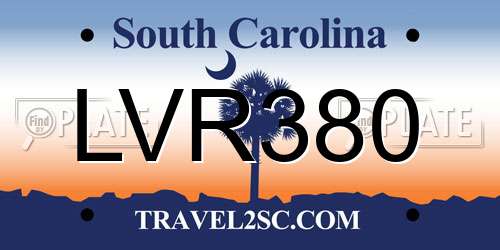LVR380 South Carolina License Plate