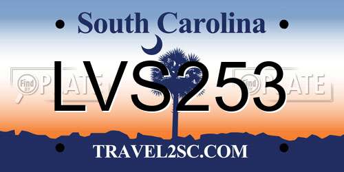 LVS253 South Carolina License Plate