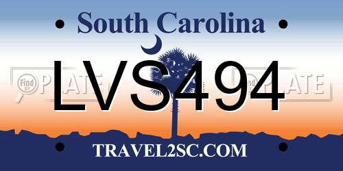 LVS494 South Carolina License Plate