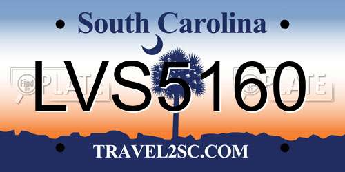 LVS5160 South Carolina License Plate