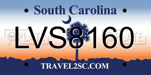 LVS8160 South Carolina License Plate
