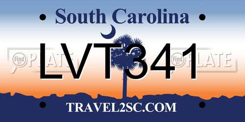 LVT341 South Carolina License Plate