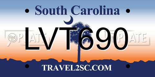 LVT690 South Carolina License Plate