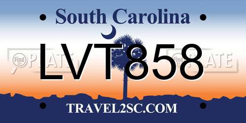 LVT858 South Carolina License Plate