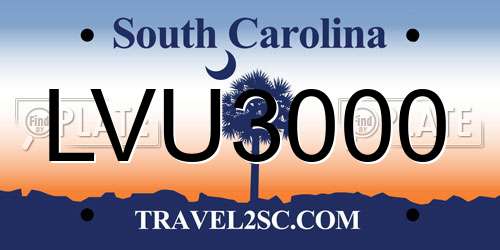 LVU3000 South Carolina License Plate