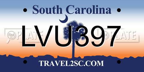 LVU397 South Carolina License Plate
