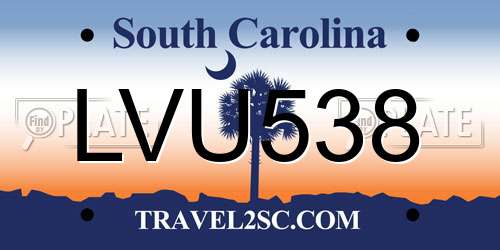 LVU538 South Carolina License Plate