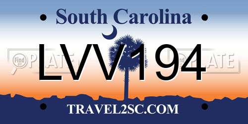 LVV194 South Carolina License Plate