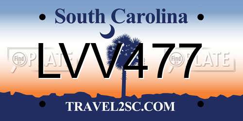 LVV477 South Carolina License Plate