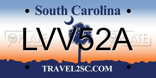 LVV52A South Carolina License Plate
