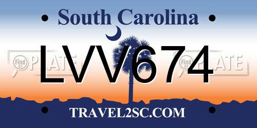 LVV674 South Carolina License Plate