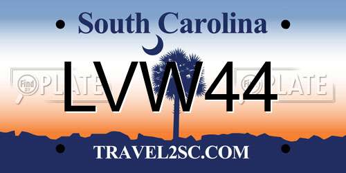 LVW44 South Carolina License Plate