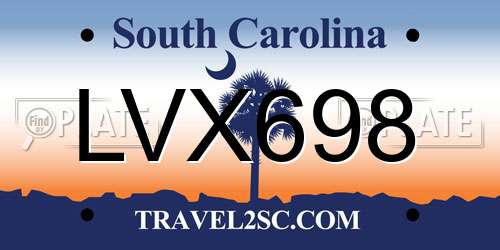 LVX698 South Carolina License Plate