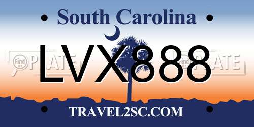 LVX888 South Carolina License Plate