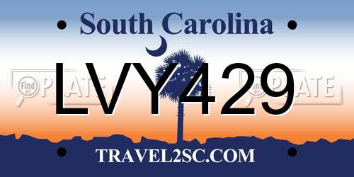 LVY429 South Carolina License Plate