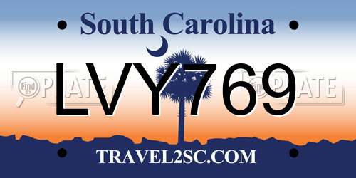 LVY769 South Carolina License Plate